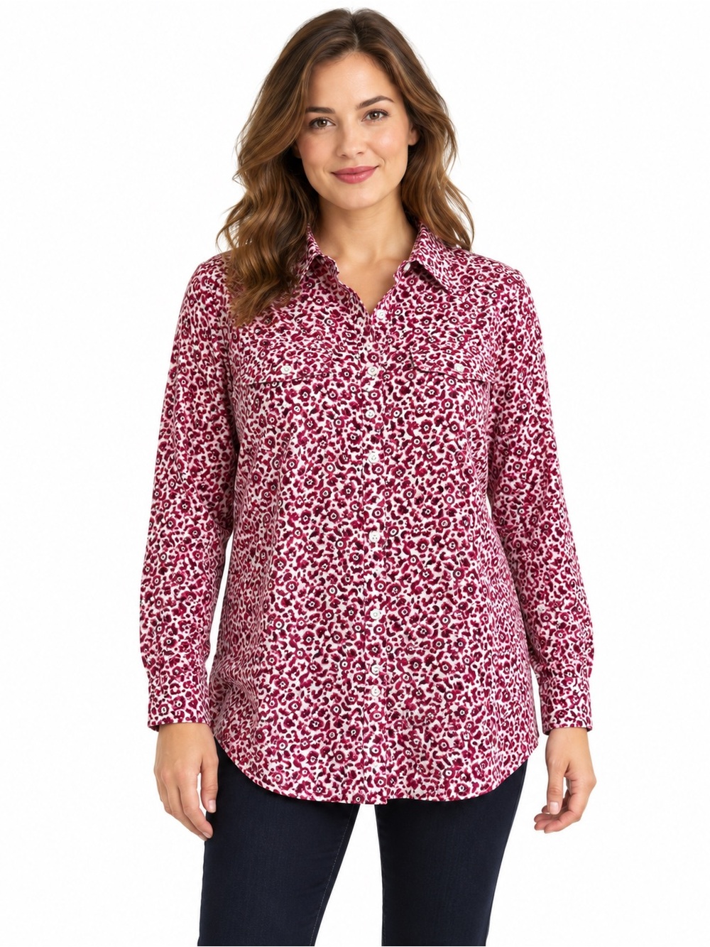 LANDS END no iron cotton floral blouse cottagecore XL /1X ?
